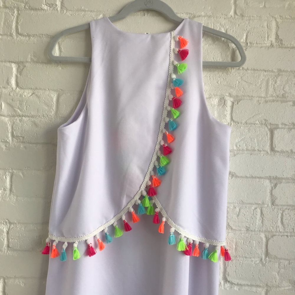 White dress with neon colors summer medium - Picture 3 of 8